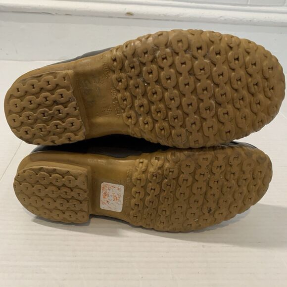 Bean Boots By LL Bean Mens 7 Womens 9 Rubber Duck Brown Gum Leather 6 Eye - Picture 7 of 9